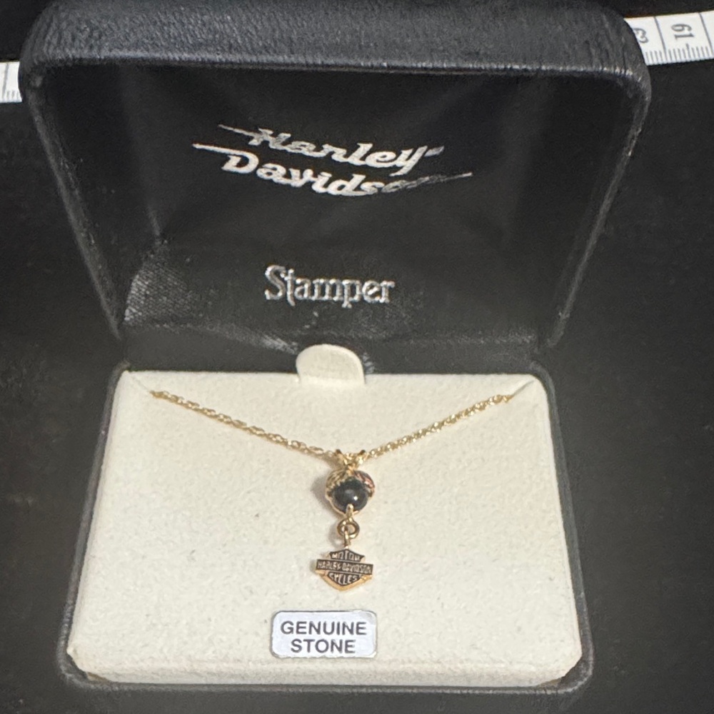 Harley-Davidson Black Hills Gold Necklace with Black Stone. BRAND NEW